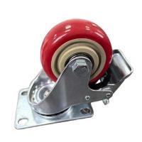 5 Inch Medium Flat Casters Material Handing Equipment Medium Duty Red Swivel Brake Caster Wheel