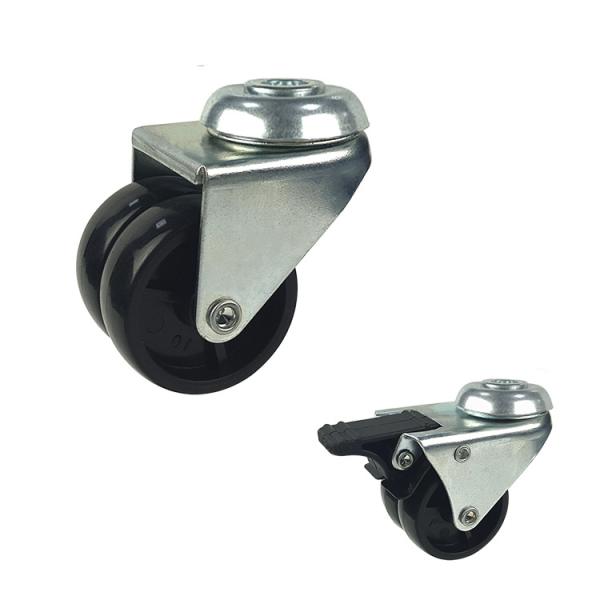 Swivel Bolt Hole Head Black 2 Inch Castor Wheels Rubber Plastic