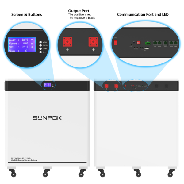 ODM OEM 51.2V 600Ah Battery Backup for Home 30kwh Home Rechargeable Battery Bank 600Ah 30kwh Lithium Battery Pack