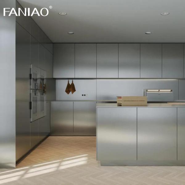 Manufacturer High Quality European Style Luxury 304 Stainless Steel Kitchen Cabinet Kitchen Furniture Apartment
