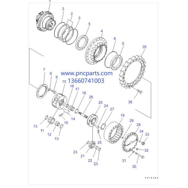 20Y 27 редуктор 00351 перемещения с валом мотора для экскаватора PC200LC 7 KOMATSU 20Y 27 редуктор 00351 перемещения с валом мотора для экскаватора PC200LC 7 KOMATSU