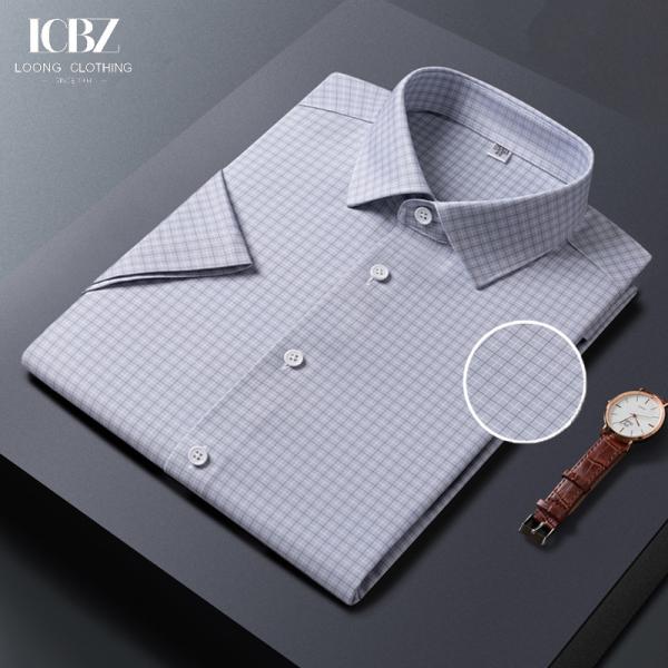 Customized Logo Printing Men's Business Cotton Shirts Formal Office Dress Plaid Shirt