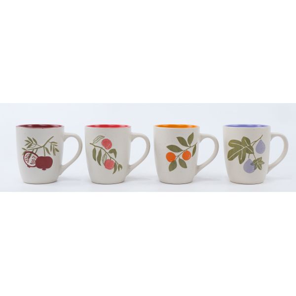 Speckled Vintage Fruit Branch Contrast Interior Ceramic Mugs