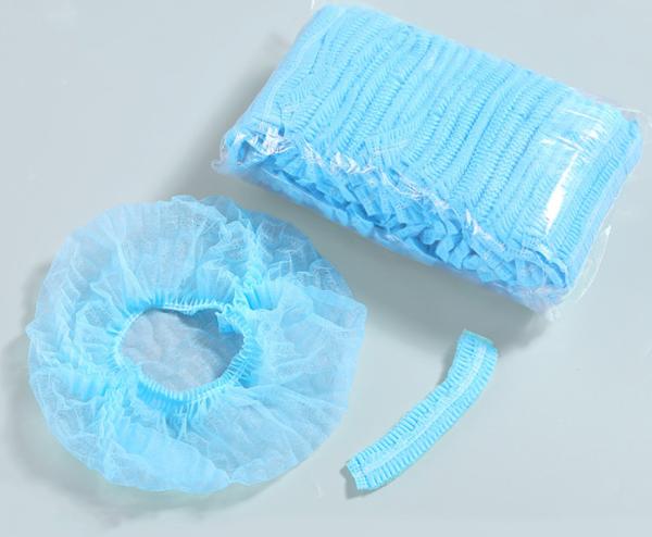 disposable non-woven bouffant cap with single or double elastic for medical use or food service