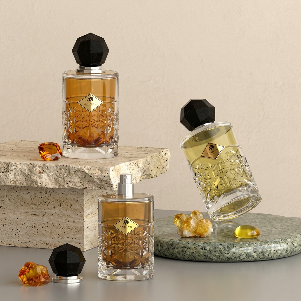 100ml Glass Perfume Bottles Unique Marble Pattern Geometric Cap Empty Spray