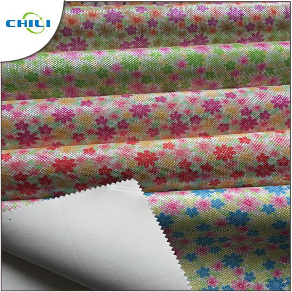 Shoes Printed Faux Leather Fabric , Leatherette Upholstery Fabric Easy Cleaning