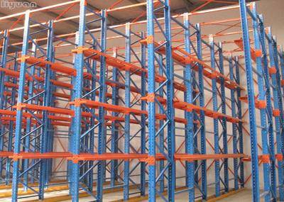 Movimentação no racking do armazém, movimentação do armazenamento do metal através do sistema da cremalheira da pálete