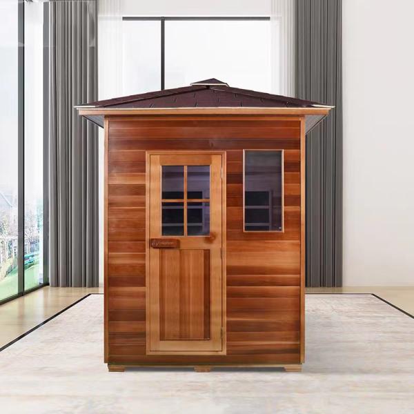 Sauna exterior do vapor da cabine do jardim, sala de madeira exterior da sauna