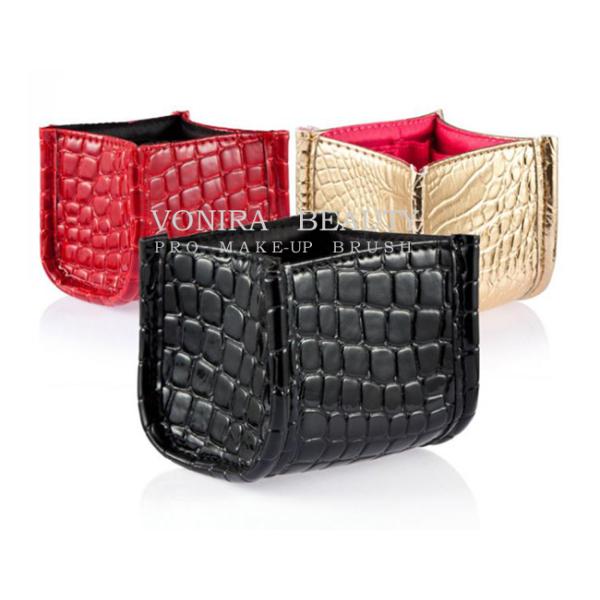 ПУ лоска Про организатора ручки случая хранения коробки держателя щетки макияжа кожи змейки косметического высокий