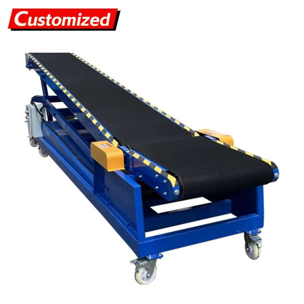 Custom Heavy-Duty Belt Conveyors Mobile Automatic Loading/Unloading Systems Truck Container Warehouse Bulk Material Handling Equipment Truck Container Heavy Cargo Automatic Handling Systems Logistics