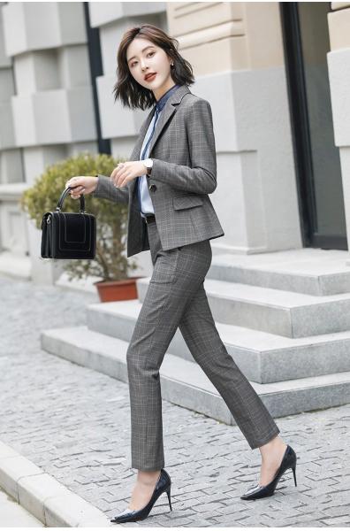 Moda Traje Slim Listrado Para Mulheres Outono Escritório Dama Negócios Blazer Pacote Plus Size Jaqueta