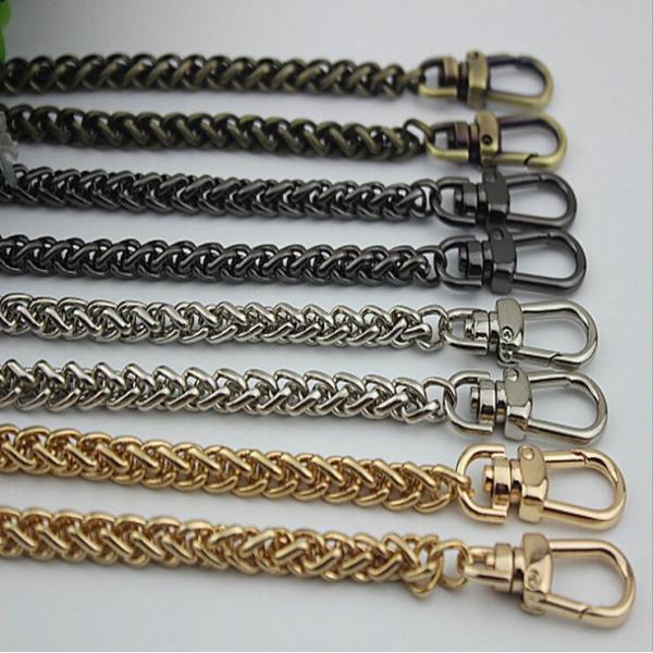 Fancy design various color length 120 mm iron metal women bag chain with d ring snap hooks