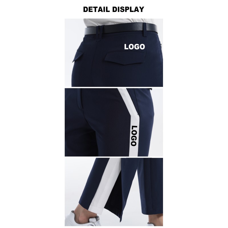 Custom OEM Women Slim Flare Golf Pants Split Hem Sport Pants Invisible Zipper Pockets