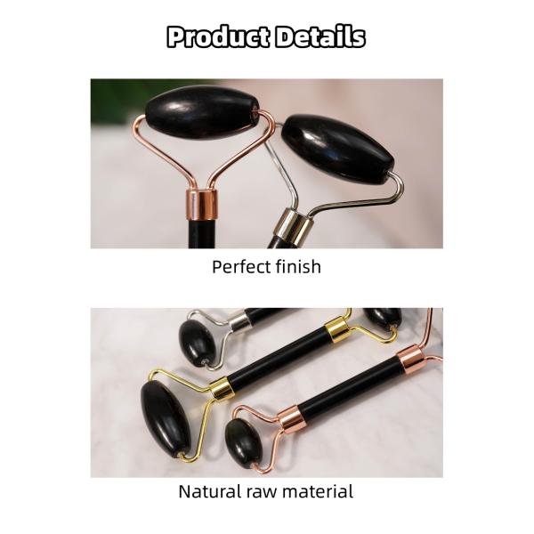 Muscle Massage Custom Black Bian Stone Gua Sha Scraping Board Guasha Face Roller Gift Box Set for Spa Skin Care Routine