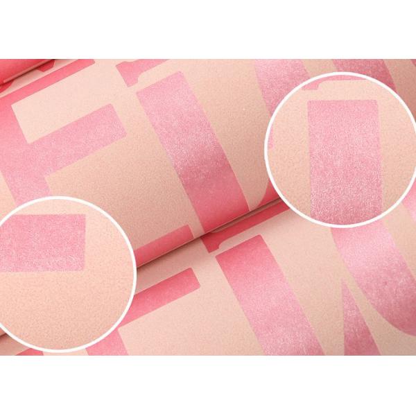 Eco- Friendly Non Woven Wallpaper With English Letters , Pink And White Patterned Wallpaper