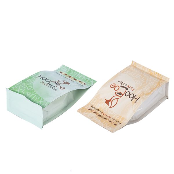 Custom Printed Flat Bottom Coffee Bean Packaging Bags with Zipper and Valve Plastic Bags with Durable Features