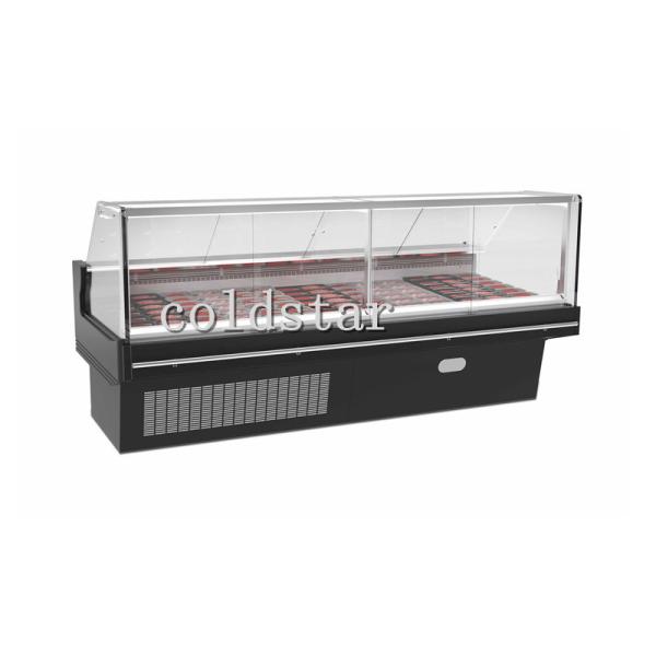 Commercial butcher showcase refrigerator Right angle glass cooked food display chiller