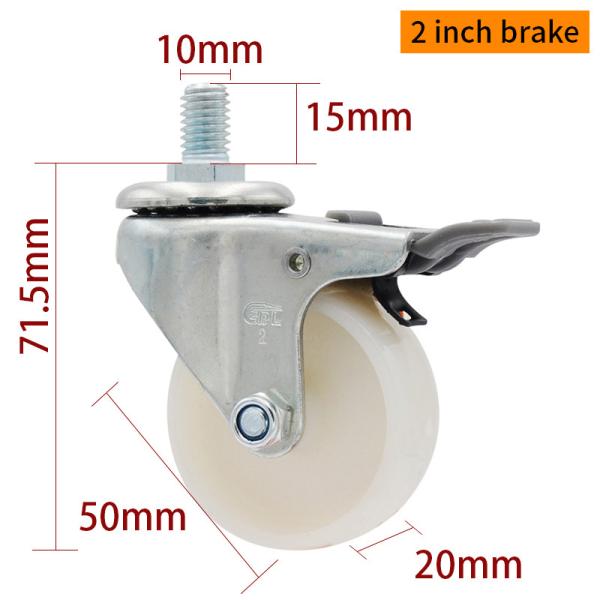 EDL 2 pulgadas ruedas de carrete blanco 50 mm ruedas giratorias de carrete recubrimiento de zinc