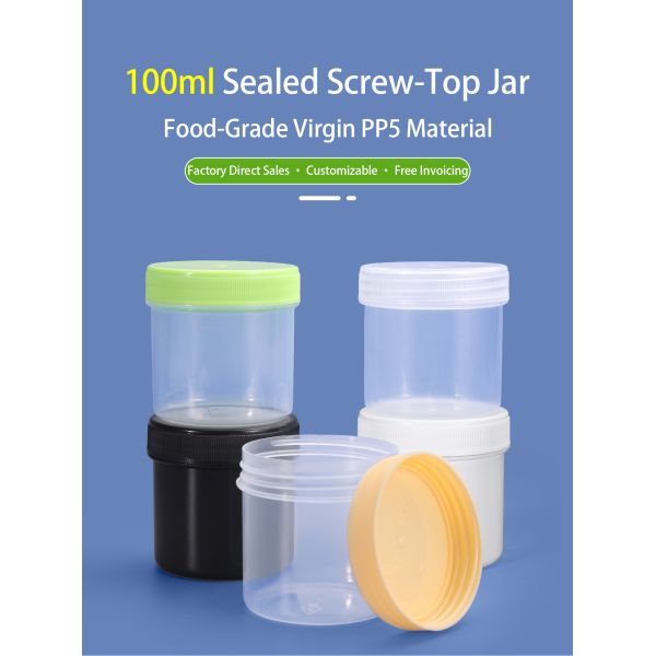 100ml Empty Plastic Jar With Colorful Customized Lid Food Grade Storage Clear Container Leak Proof for Liquid