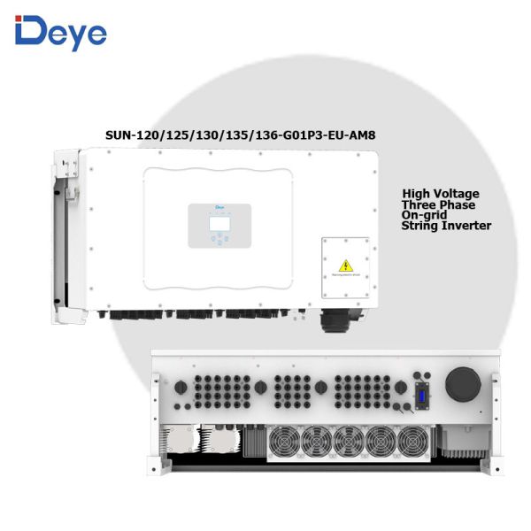Deye SUN-120/125/130/135/136-G Solar String Inverter On-grid String Inverter High Voltage  Three Phase Inverter 8MPPT