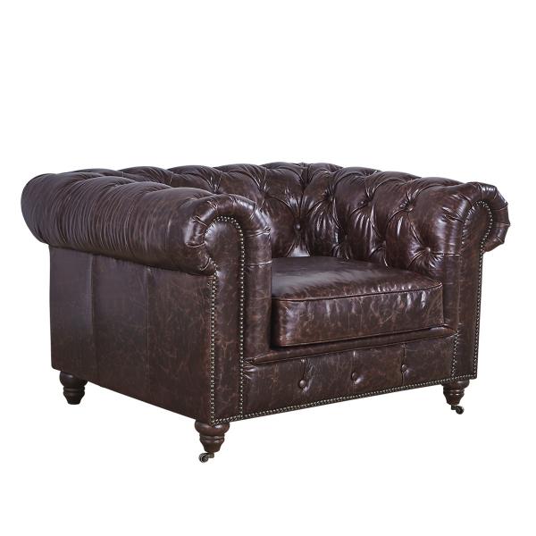 Soft High Back Chesterfield Armchair , Modern High Back Wing Chairs For Living Room
