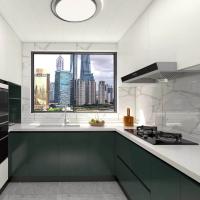Armoire de cuisine moderne en MDF gris teck Armoire murale haute brillance