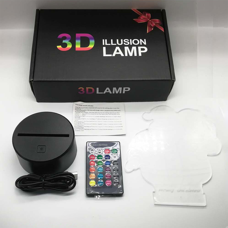 Свет ночи лампы иллюзии 3D Usb ровный плоский черный низкопробным приведенный касанием