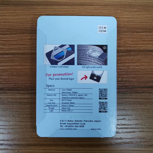 Eco Friendly Card Wallet Magnifier Card Sized LED Illuminated 2.5X for Daily Reading & Currency Verification
