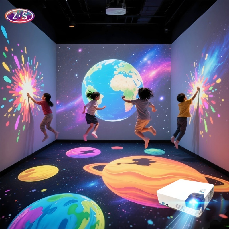 Immersive Projection Trampoline Game for Commercial Indoor Entertainment Spaces