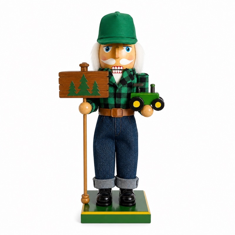 Custom Green Plaid Tree Farm Nutcracker
