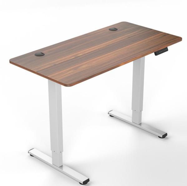 2 Stage Motorized Table Brown Wood Grain Electric Sit Stand Desk for Laptop Gaming