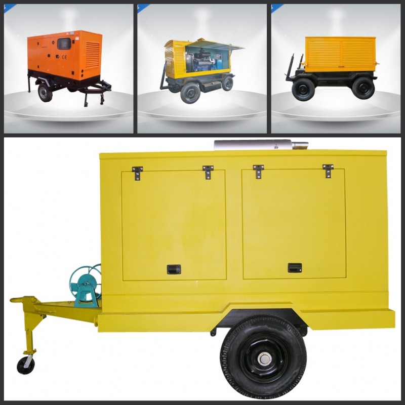 Brushless Portable Mobile Generators Trailer Mounted Class H Insulation