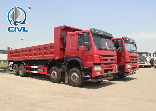 60 Ton 371hp EuorII Heavy Duty 8x4 Dump Truck With Front Lift HW76 Cab Howo Tipper Truck