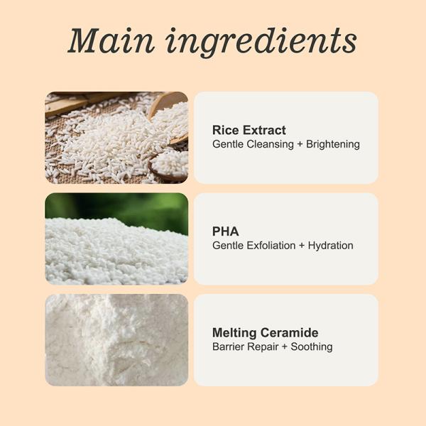 Légume de nettoyage du visage naturel organique Extrait de riz Laver le visage Légume de nettoyage du visage