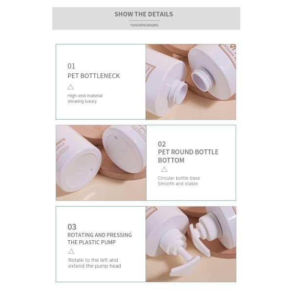Lotion Plastic Packaging Bottles Round Type Customized Logo Containers for Personal Care Beauty and Health Product Packaging