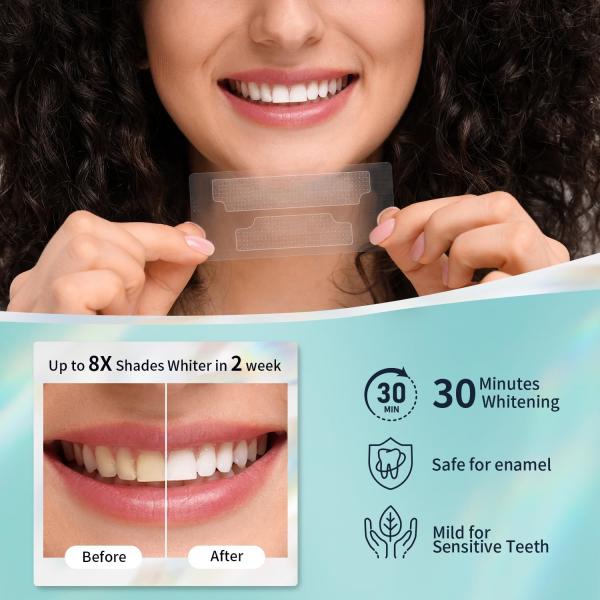 Whitening Teeth Strips 7 Treatments Kit Contain Teeth Whitening Pen Non Slip 14 Strips