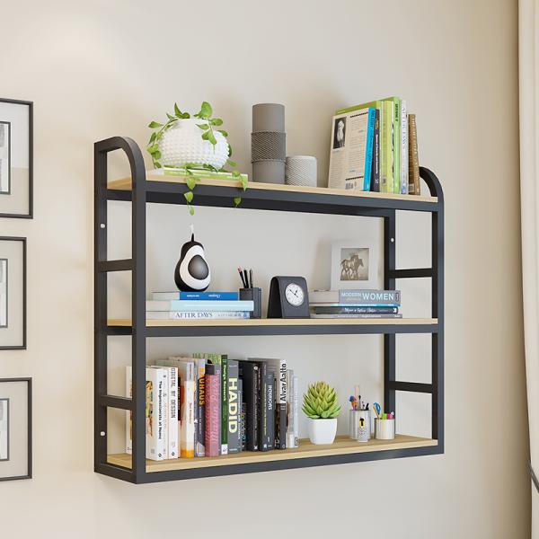 Etagere Mural Wooden Wall Hanging Shelves 3 Tiers Floating Wall Shelf for Living Room