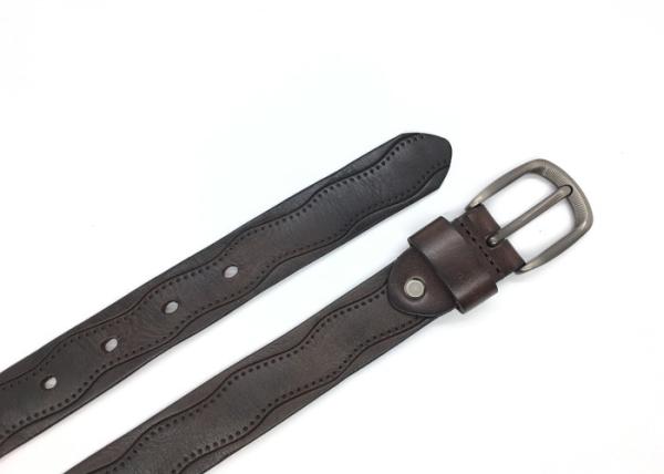 Wavy Lines Genuine Embossed Leather Belt For Ladies With Pin Buckle Wide 2.2cm