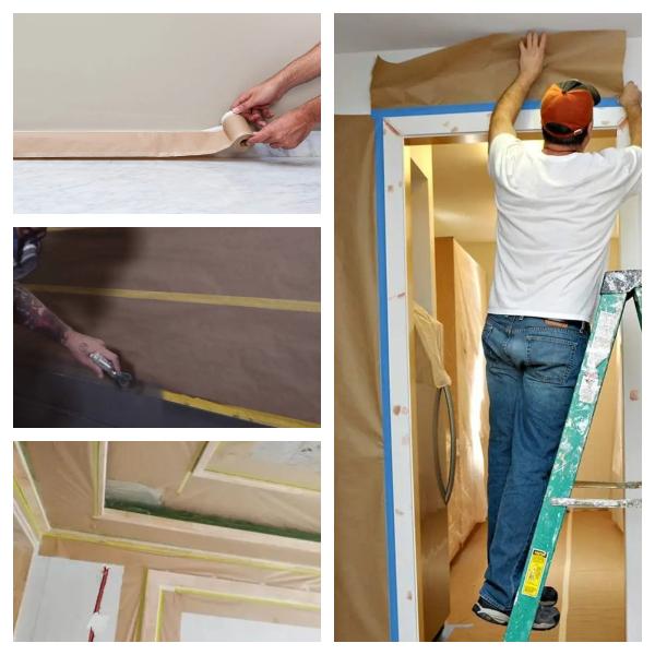 Biodegradable автоматическая крася бумага Kraft крышки Pre связала фильм тесьмой фильма маскируя бумажный для краски автомобиля