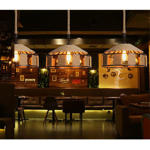 Loft  Rope Chandelier Lighting Industrial Vintage Lamp Clothing Store Restaurant Light(WH-VP-145)