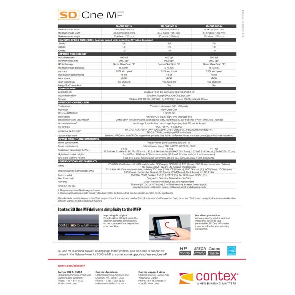 CONTEX SD One MF 44 Series Large Format CIS Technology Engineering Scanner Blueprint Map Scanner (B0+high-speed)