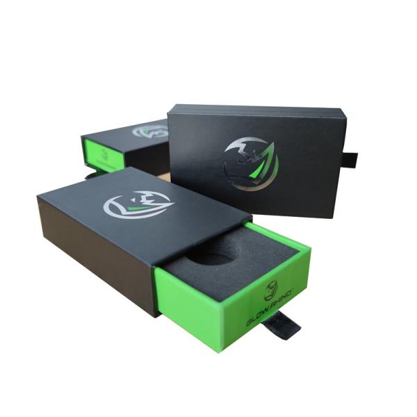 Зелёная бумажная картонная подарочная коробка для автомобильного ключа вытягивается из ящика