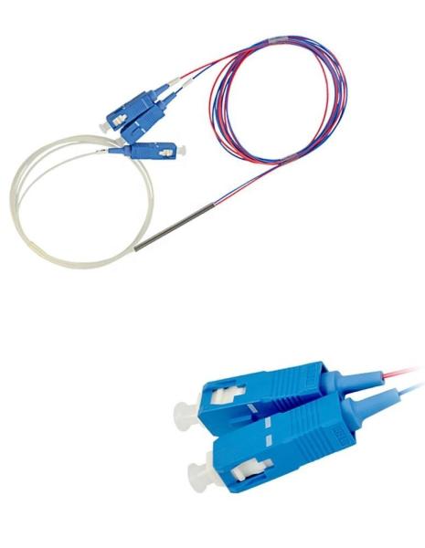 FTTH 0.9mm/2.0mm/3.0mm 1 * 2 SM Mini Fibra Óptica FBT Splitter com Relação de Splitter 1 2