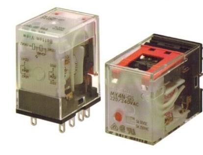 Relais d'alimentation miniature, 4 pôles, contact unique, bornes branchables, circuit CR intégré pour l'absorption des surtensions par bobine, avec op