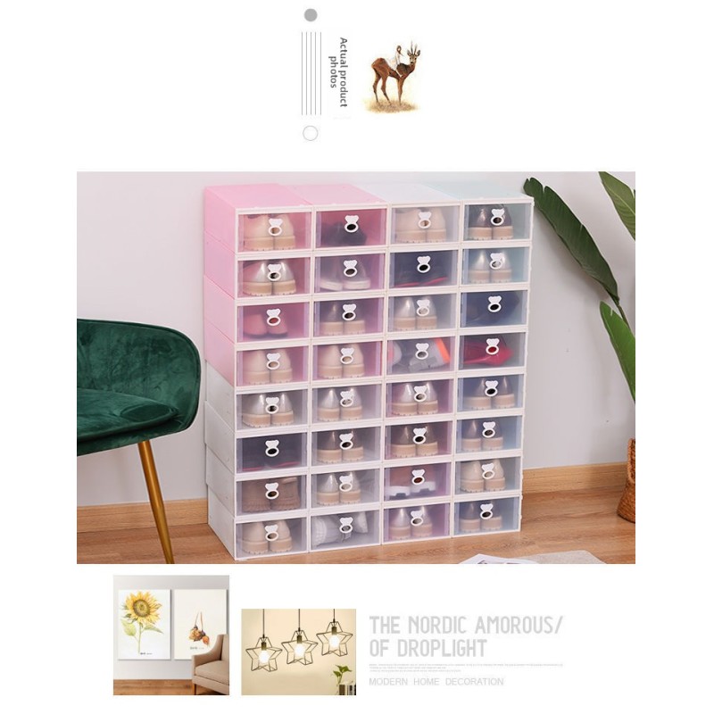 Dustproof Drop Front Plastic Shoe Boxes Transparent Pull Out Organizer Durable Storage Space Saver for Dorms
