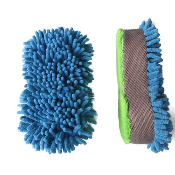 Figure-8 Dual-Sided Chenille Coral Fleece Car Wash Sponge