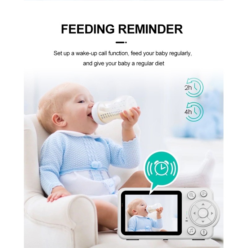 Smart Baby Pet Monitor With Camera and Audio 480P 2.8 Inch Screen 4X Zoom Sleep Surveillance IR Night Vision Two-Way Audio Cam