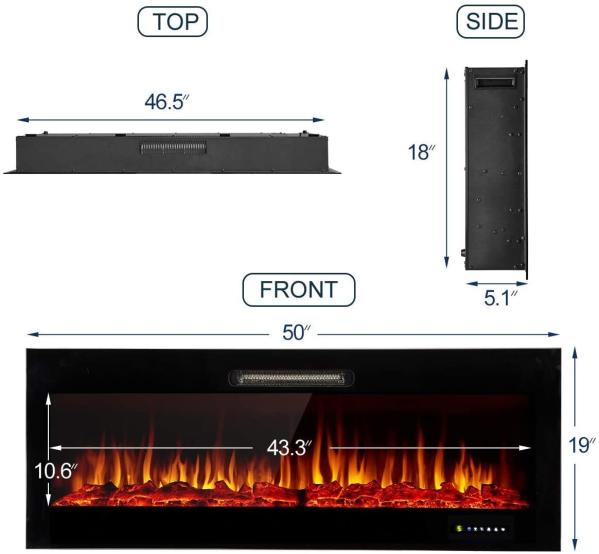 Função de aquecimento Decoração Chama 3D Chaminé elétrico linear Forno Logotipo personalizado aceitável