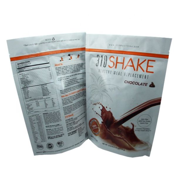 Zipper Bag Recyclable Customized Printed Stand Up Protein Powder Pouch Aluminum Foil Packaging Maylar Bags with Ziplock