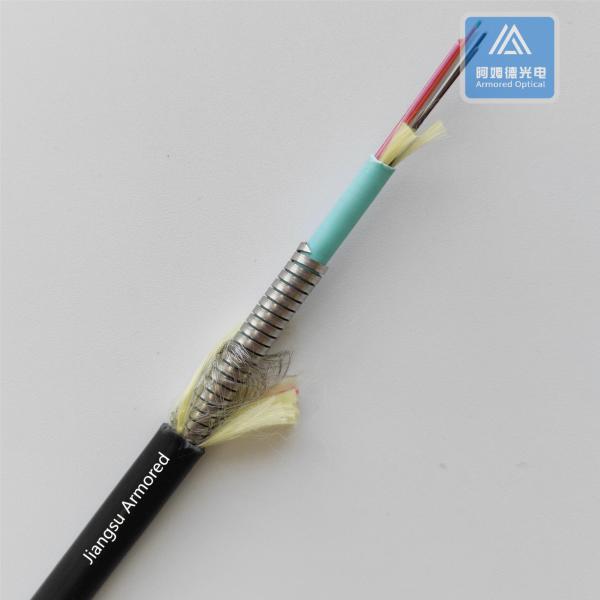 12 núcleos Multi Modo Cable de fibra blindada en espiral de 7.5 mm TPU negro resistente a roedores FTTH Micro Cable blindado